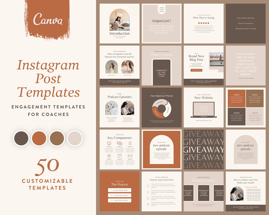 Boho Instagram Templates Canva Engagement Templates Templates for ...
