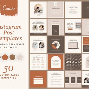 Boho Instagram Templates Canva | Engagement Templates | Templates for Coaches | Social Media Templates | Business Coach | Beige | Neutral