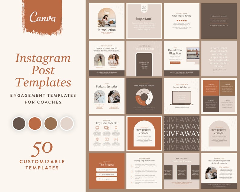Boho Instagram Templates Canva Engagement Templates Templates for ...