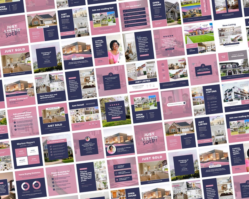  Real Estate Instagram Templates Canva Template Bundle Instagram Post 