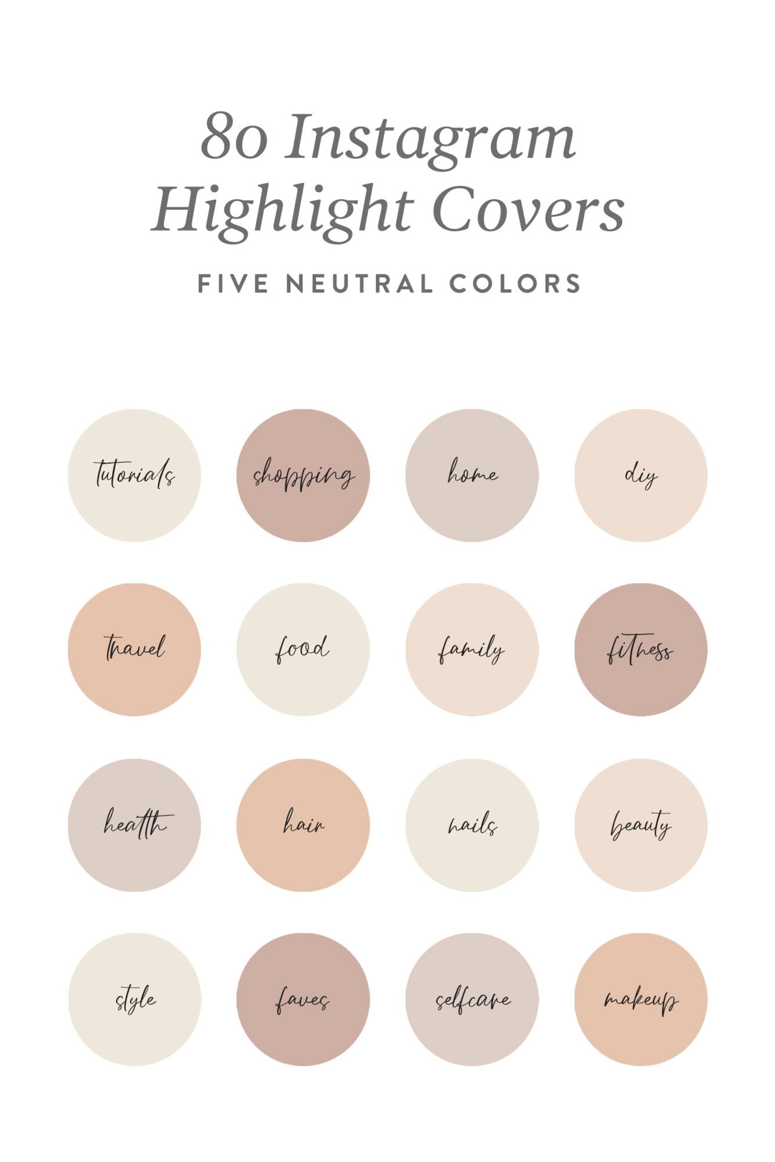Instagram Highlight Covers 80 Handwritten Highlight Covers in 5 Colors ...