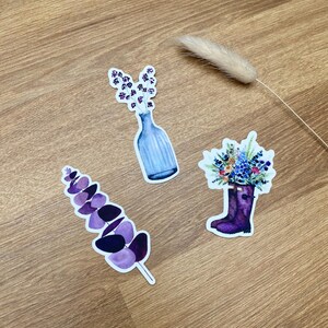 Sticker vinyle - Bottes fleuries, eucalyptus, vase fleuri
