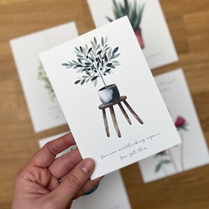 Carte “You are overthinking again” – Illustration d’un olivier en pot