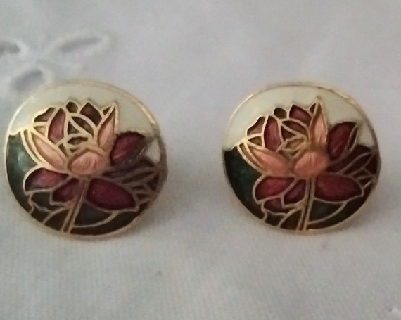 Vintage Cloisonne Painted Enamel Flower Purple Pi… - image 7