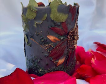 Crimson Noir Handmade Candle, Merlot and berries Scented Soy and Beeswax