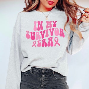 In My Survivor Era Sweatshirt, Breast Cancer Survivor Shirt, Cancer Awareness Crewneck, Retro Font, Breast Cancer Warrior Crew