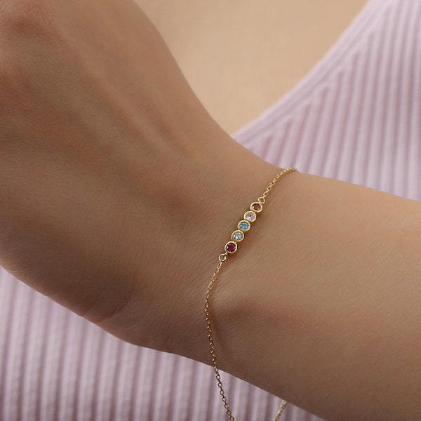 Gold Birthstone Bracelet - 925 Silver Custom Bracelet - Gift for Her - Birthday Gift - Personalized Gifts- Mothers Day Gift - Gift for Women