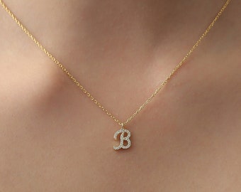 Collier initial en or - Cadeau personnalisé - Cadeau pour elle - Collier de lettres personnalisées en argent - Cadeau de la fête des Mères - Cadeau pour maman - Cadeau pour les femmes