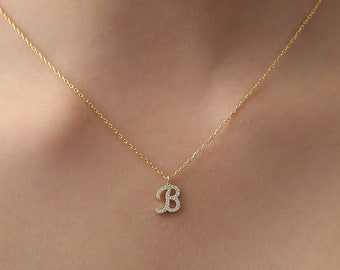 14k Solid Gold initial Necklace - Personalized Gift - Gift for Her - Custom Letter Necklace - Mothers Day Gift -Gift for Mom -Gift for Women