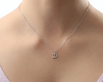 Silver initial Necklace - Personalized Gift - Gift for Her - Gold Custom Letter Necklace - Mothers Day Gift - Gift for Mom - Gift for Women