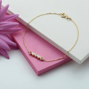 14k Solid Gold Birthstone Bracelet Custom Bracelet Gift for Her Birthday Gift Personalized Gift Mothers Day Gift Gift for Women image 2