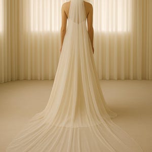 Bridal Tulle Veil | Soft Single Layer Wedding Veil with Comb | Chapel, Cathedral & Royal Length | Simple Elegant Veil image 4