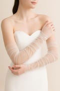 Bridal Tulle Sleeves – Sheer Off-Shoulder Wedding Sleeves | Elegant Ruched Arm Sleeves for Strapless Dress | Minimalist Bridal Look product logo