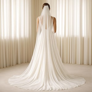 Bridal Tulle Veil | Soft Single Layer Wedding Veil with Comb | Chapel, Cathedral & Royal Length | Simple Elegant Veil image 1