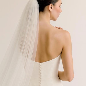Bridal Tulle Veil | Soft Single Layer Wedding Veil with Comb | Chapel, Cathedral & Royal Length | Simple Elegant Veil image 5