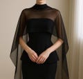 Soft Sheer Wedding Scarf – Black Silk Chiffon Shawl, Minimalist Wedding Dress Cover Up, Elegant Chiffon Wrap, Modern Accessory product logo