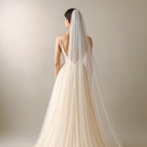 Bridal Tulle Veil | Soft Single Layer Wedding Veil with Comb | Chapel, Cathedral & Royal Length | Simple Elegant Veil image 6