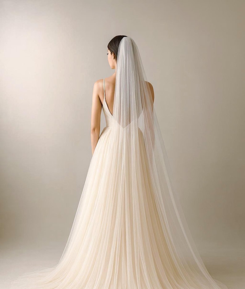 Bridal Tulle Veil | Soft Single Layer Wedding Veil with Comb | Chapel, Cathedral & Royal Length | Simple Elegant Veil image 6