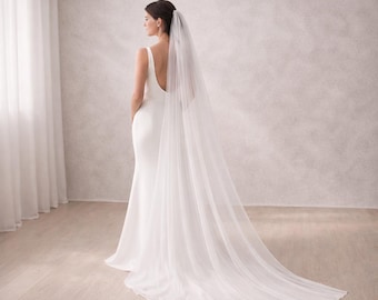 Bridal Tulle Veil | Soft Single Layer Wedding Veil with Comb | Chapel, Cathedral & Royal Length | Simple Elegant Veil