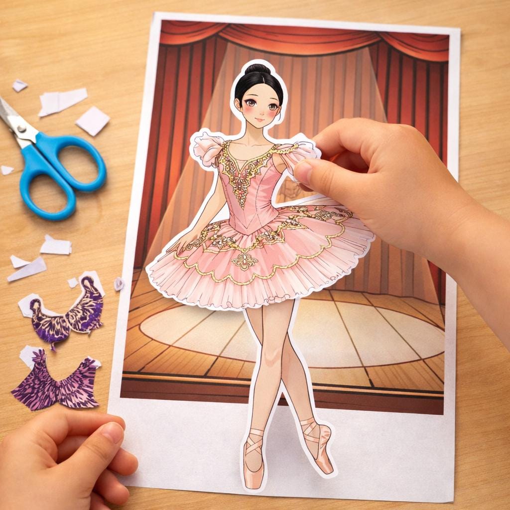 Ballet Paper Doll Dress up Printable Craft Activity (digital Download ...