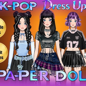 Megaset de 26 piezas para muñecas de papel K-Pop (PDF imprimible)