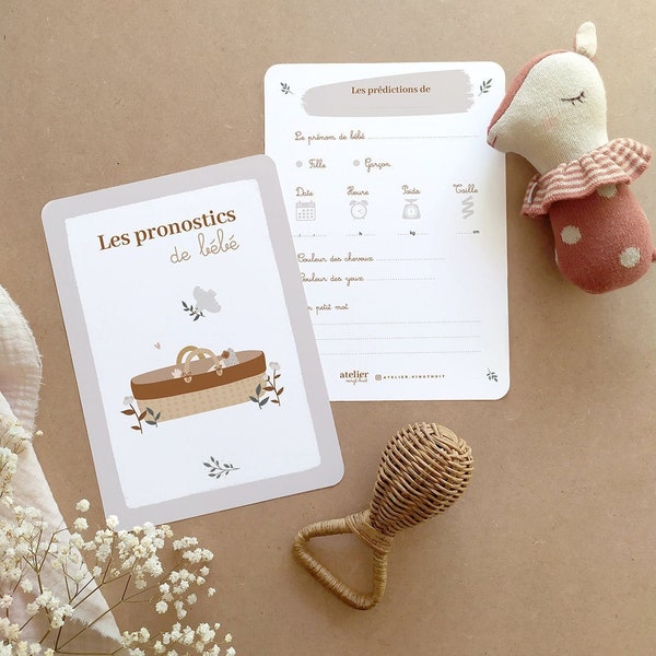 Lot 5 cartes Pronostics bébé - Babyshower