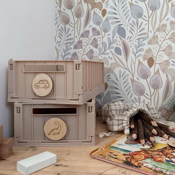 Pastille en bois rangement caisses de jouets