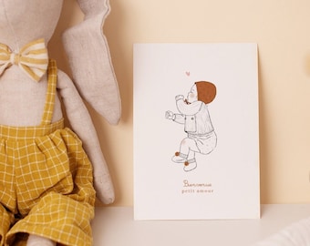 Birth card to fill retro baby