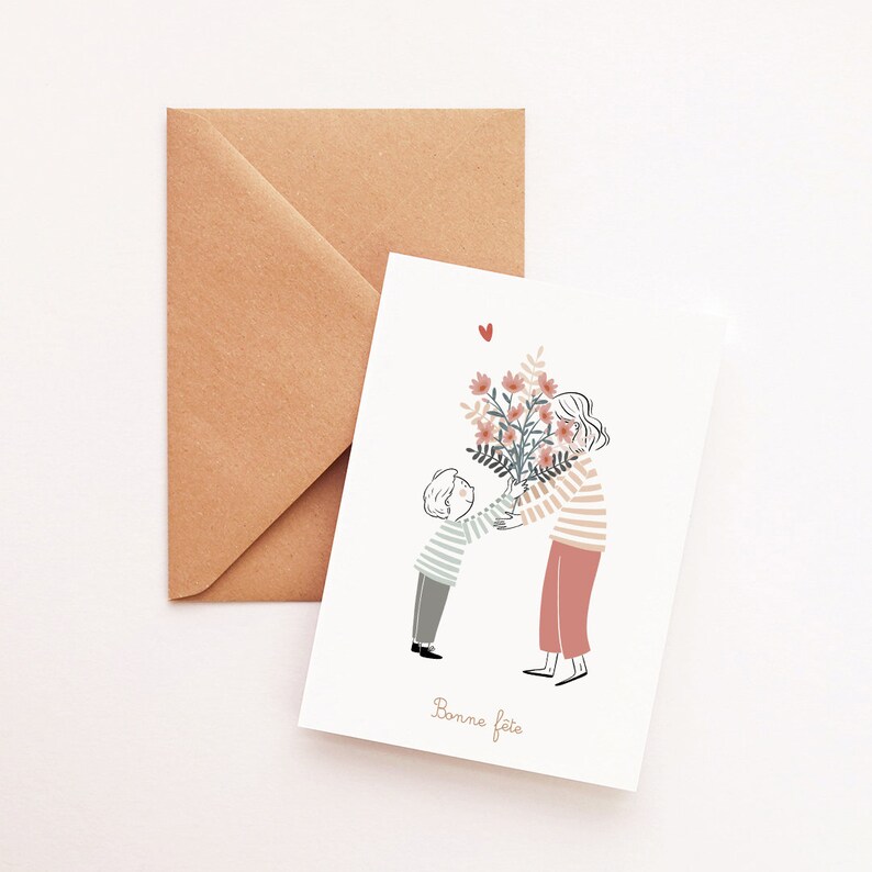 Carte amour bonne fête maman/mamie petit garçon image 2