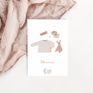 Carte naissance rose bébé d'amour