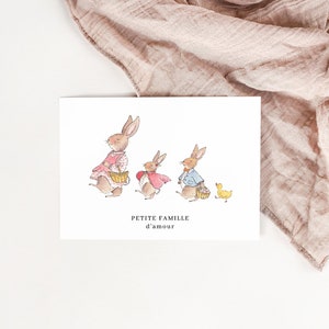 Carte Famille Lapins aquarelle