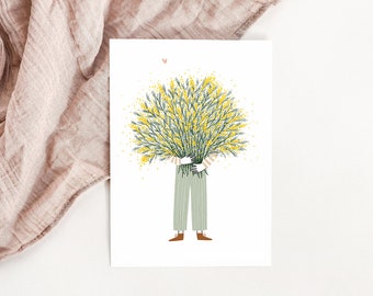 Mimosa-Blumenstraußkarte