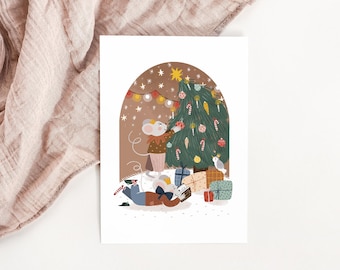 Carte Noël Petites Souris
