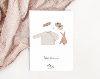 Love baby pink birth card