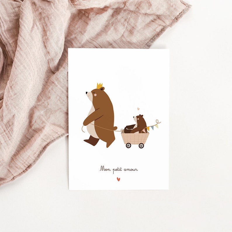 Cartão de urso nascimento irmão mais velho/irmã mais velha imagem 1