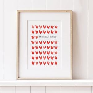 A5 Poster My heart goes boom watercolor love hearts I love you