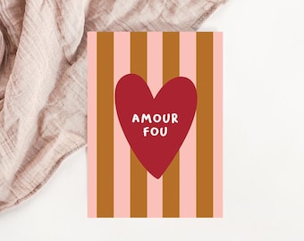 Carte Amour fou - Rayures