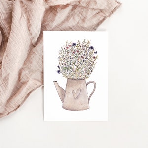 Carte Broc vase bouquet de fleurs sauvages