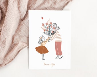 Carte amour bonne fête maman/mamie petite fille