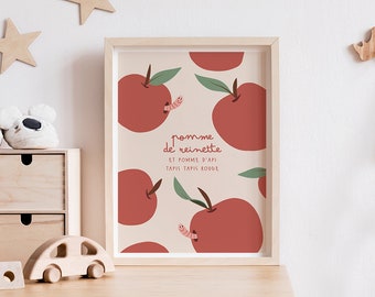 Plakat z rymowanką dla dzieci Jabłko Pippina