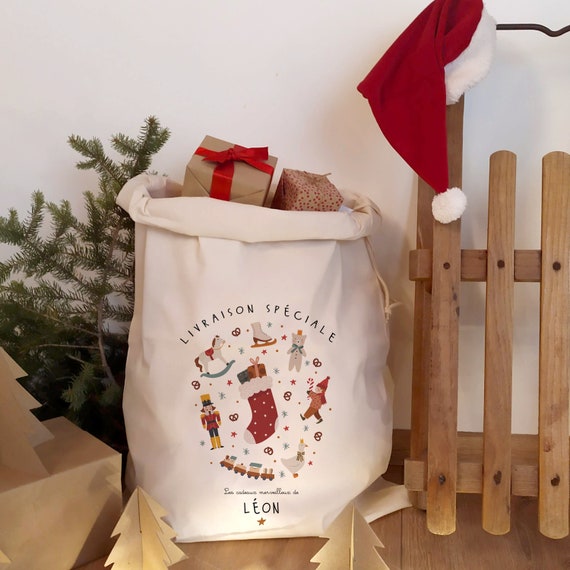 Hotte de Noël Personnalisable - Cadeaux Noël - L'Atelier Textile