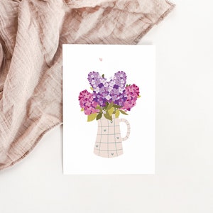 Lila boeket kaart