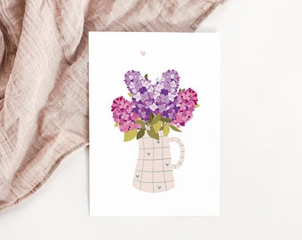 Lila boeket kaart