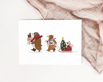 Carte La famille Ours en hiver