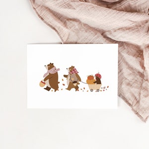 Carte automne Famille Ours
