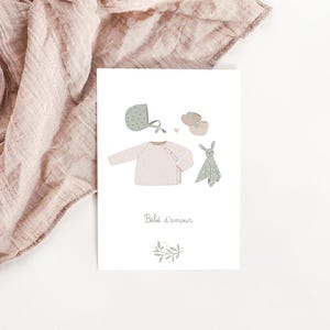 Carte naissance vert bébé d'amour