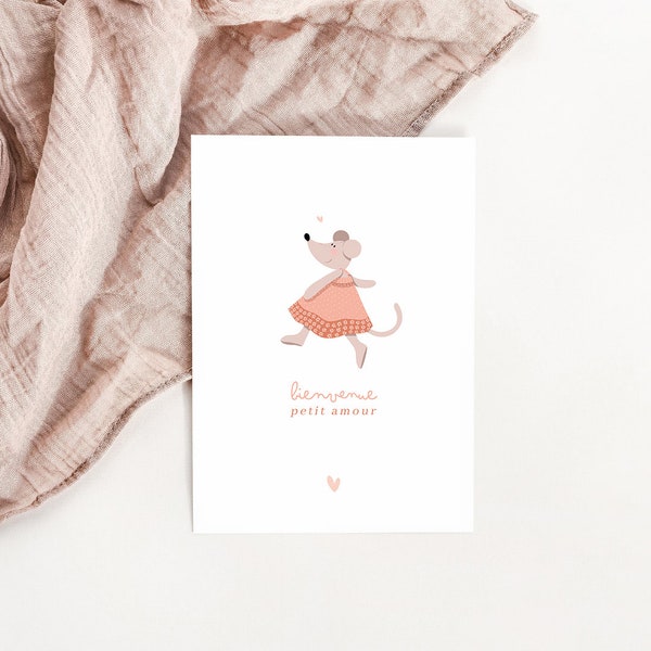 Carte naissance doudou souris