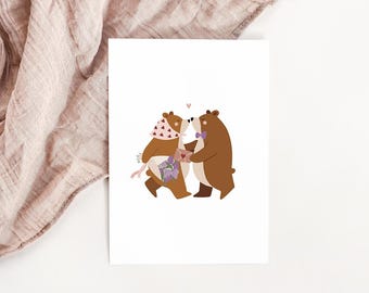 Carte couple Ours amoureux