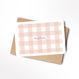 Carte vichy rose Merci - Maîtresse, Atsem, Nounou image 3