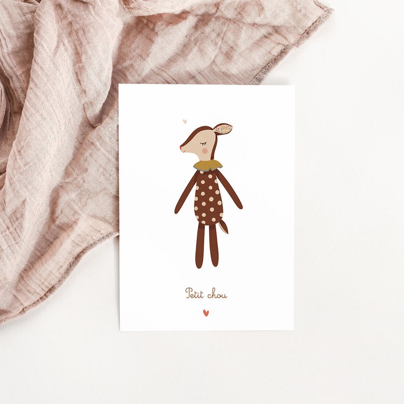 Carte doudou biche image 1